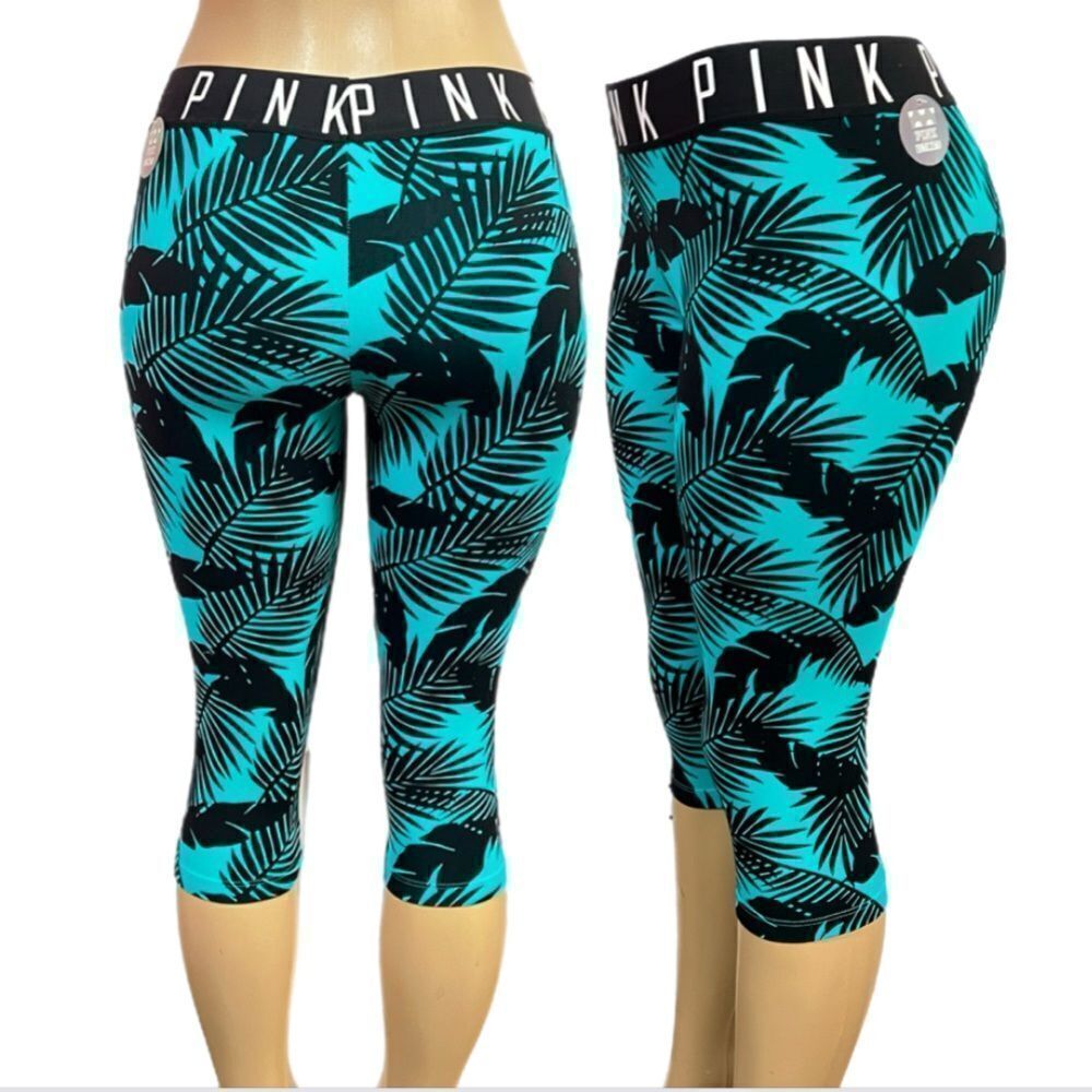 Victoria’s Secret Pink Ultimate Extreme crop pants green / black Small
